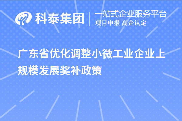 廣東省優(yōu)化調(diào)整小微工業(yè)企業(yè)上規(guī)模發(fā)展獎(jiǎng)補(bǔ)政策