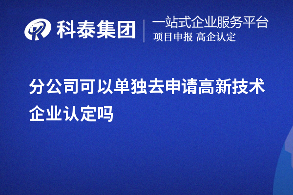 分公司可以單獨去申請高新技術(shù)企業(yè)認定嗎