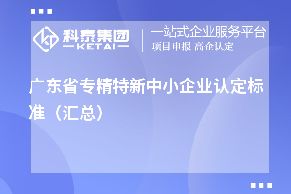 廣東省專精特新中小企業(yè)認定標準（匯總）