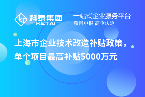 上海市企業(yè)技術(shù)改造補貼政策，單個項目最高補貼5000萬元