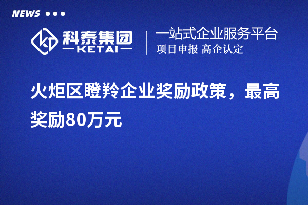 火炬區(qū)瞪羚企業(yè)獎勵政策，最高獎勵80萬元