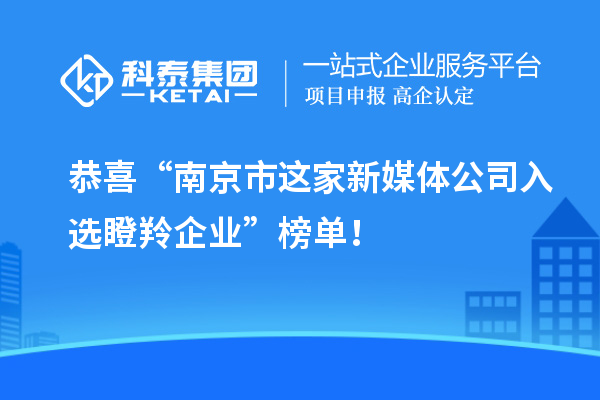 恭喜“南京市這家新媒體公司入選瞪羚企業(yè)”榜單！