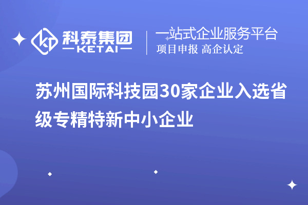 蘇州國(guó)際科技園30家企業(yè)入選省級(jí)專精特新中小企業(yè)