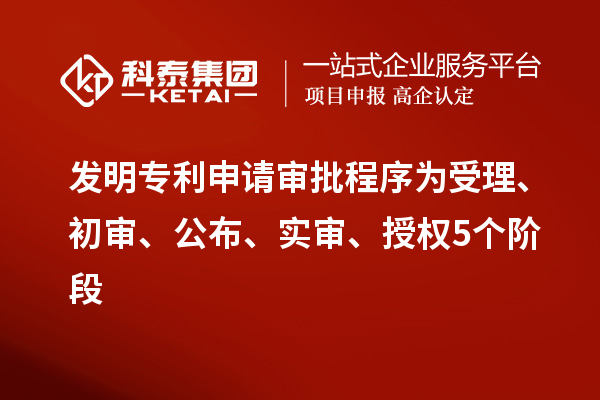 發(fā)明專利申請審批程序為受理、初審、公布、實審、授權(quán)5個階段