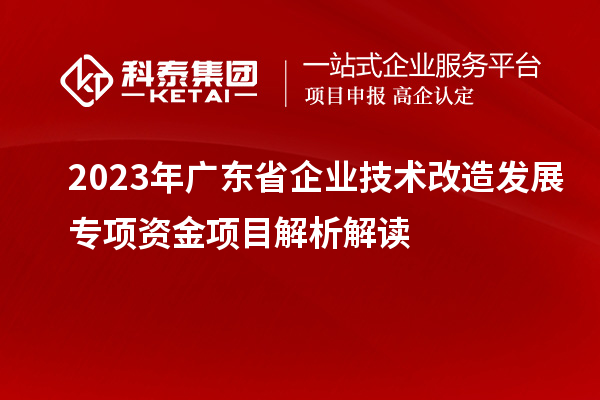 2023年廣東省企業(yè)技術改造發(fā)展專項資金項目解析解讀