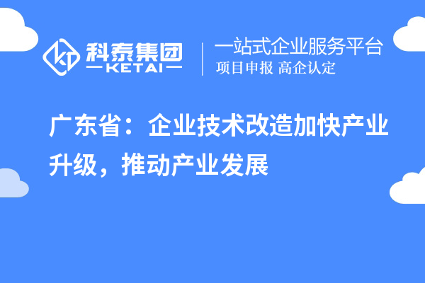 廣東?。浩髽I(yè)技術(shù)改造加快產(chǎn)業(yè)升級，推動產(chǎn)業(yè)發(fā)展