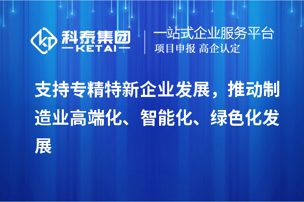 支持專精特新企業(yè)發(fā)展，推動(dòng)制造業(yè)高端化、智能化、綠色化發(fā)展