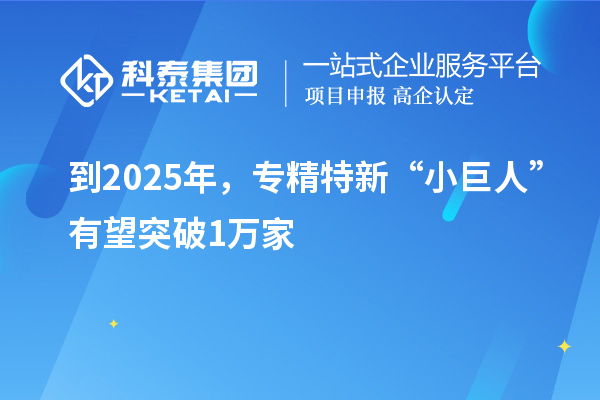 到2025年，專精特新“小巨人”有望突破1萬家