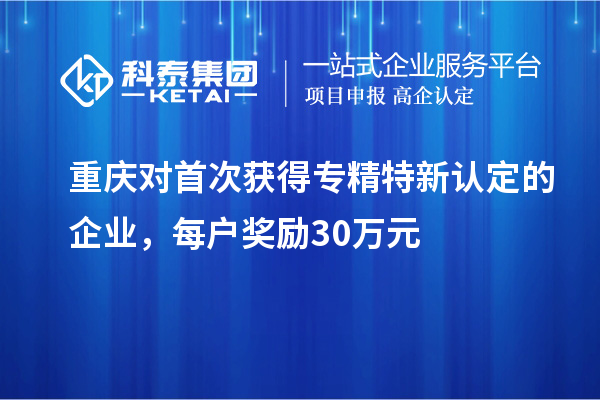 重慶對(duì)首次獲得專精特新認(rèn)定的企業(yè)，每戶獎(jiǎng)勵(lì)30萬元