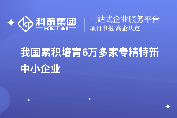 我國(guó)累積培育6萬(wàn)多家專(zhuān)精特新中小企業(yè)