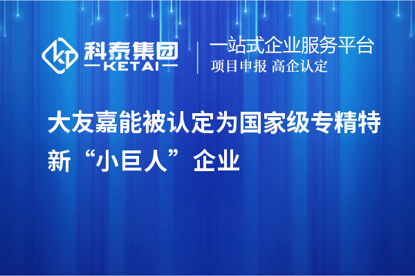 大友嘉能被認定為國家級專精特新“小巨人”企業(yè)