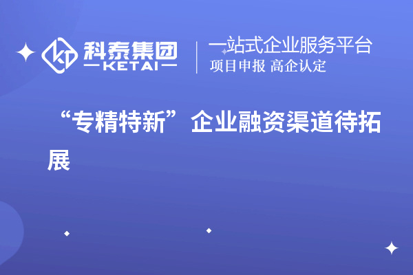 “專精特新”企業(yè)融資渠道待拓展