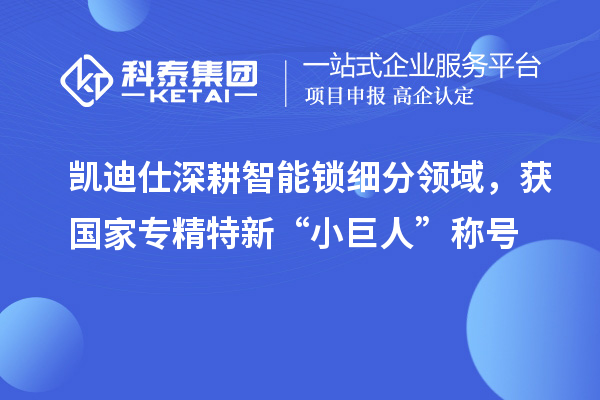 凱迪仕深耕智能鎖細分領域，獲國家專精特新“小巨人”稱號