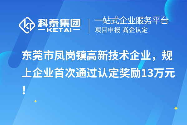 東莞市鳳崗鎮(zhèn)高新技術(shù)企業(yè)，規(guī)上企業(yè)首次通過認(rèn)定獎(jiǎng)勵(lì)13萬元！