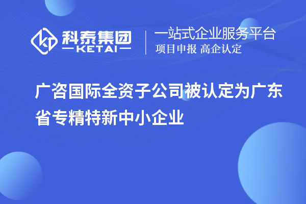 廣咨國際全資子公司被認定為廣東省專精特新中小企業(yè)