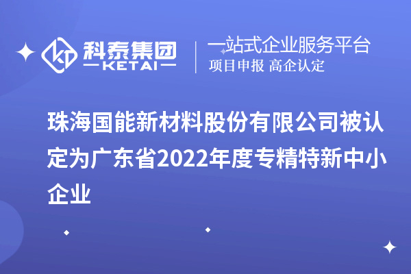 國能新材被認定為廣東省2022年度專精特新中小企業(yè)