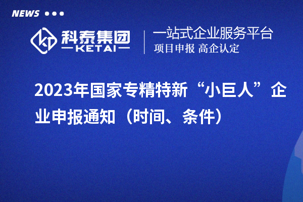 2023年國家專精特新“小巨人”企業(yè)申報通知（時間、條件）