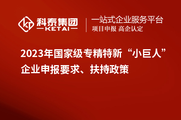 2023年國(guó)家級(jí)專精特新“小巨人”企業(yè)申報(bào)要求、扶持政策