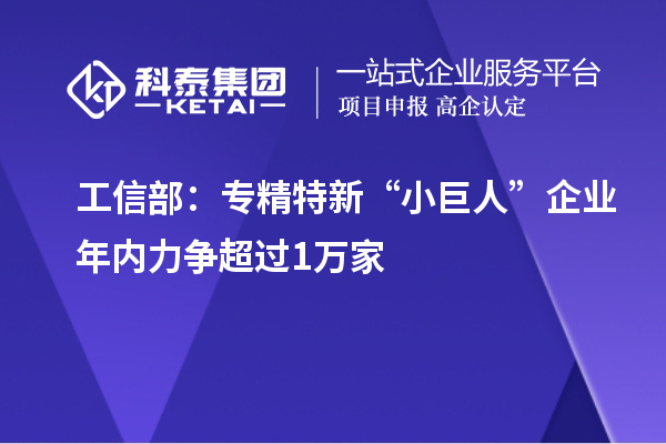 工信部：專精特新“小巨人”企業(yè)年內(nèi)力爭超過1萬家