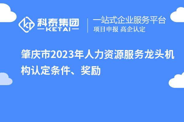 肇慶市2023年人力資源服務龍頭機構(gòu)認定條件、獎勵