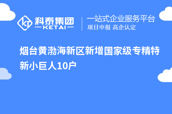 煙臺(tái)黃渤海新區(qū)新增國(guó)家級(jí)專(zhuān)精特新小巨人10戶(hù)