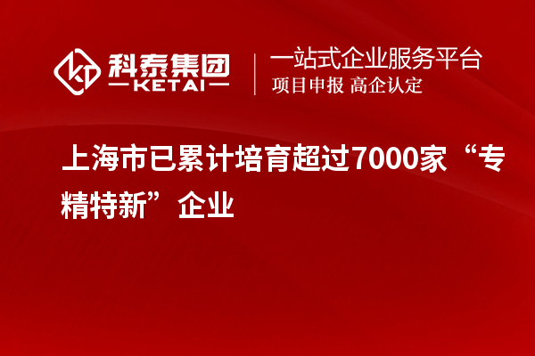 上海市已累計(jì)培育超過7000家“專精特新”企業(yè)