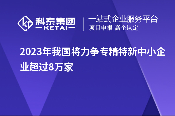 2023年我國將力爭專精特新中小企業(yè)超過8萬家