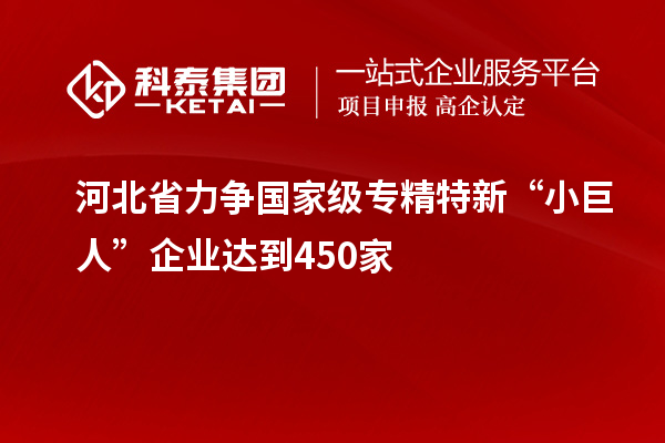 河北省力爭國家級專精特新“小巨人”企業(yè)達到450家