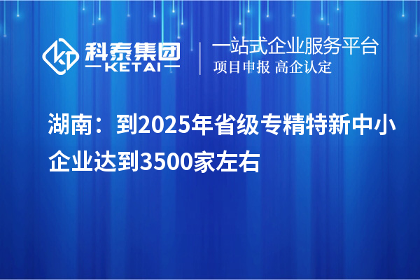 湖南：到2025年省級(jí)專精特新中小企業(yè)達(dá)到3500家左右