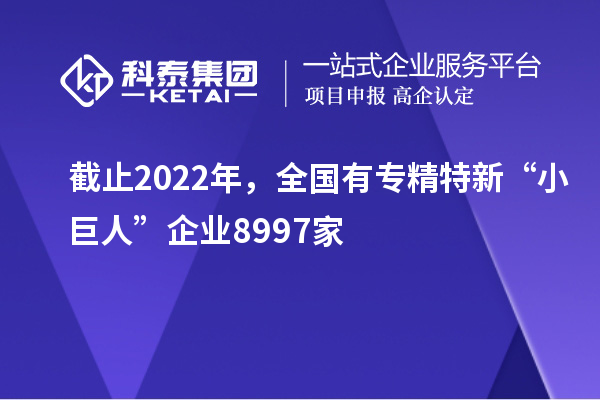 截止2022年，全國有專精特新“小巨人”企業(yè)8997家