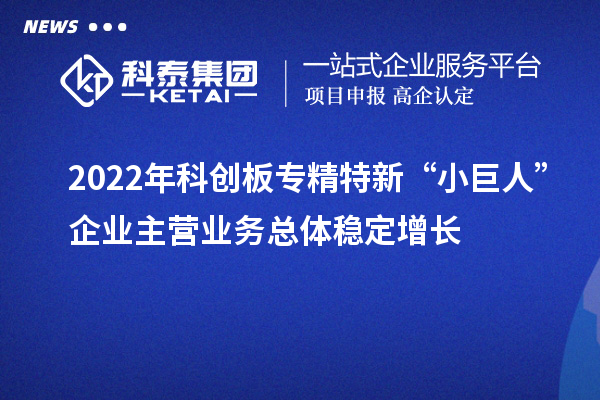 2022年科創(chuàng)板專精特新“小巨人”企業(yè)主營業(yè)務(wù)總體穩(wěn)定增長