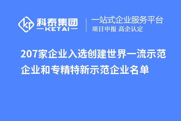 207家企業(yè)入選創(chuàng)建世界一流示范企業(yè)和專精特新示范企業(yè)名單