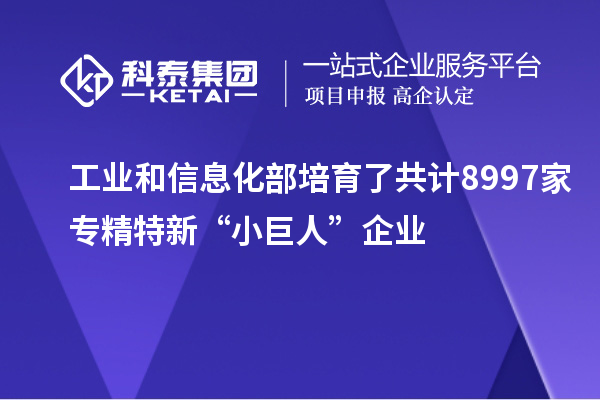 工業(yè)和信息化部培育了共計8997家專精特新“小巨人”企業(yè)