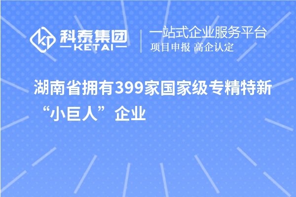 湖南省擁有399家國家級專精特新“小巨人”企業(yè)