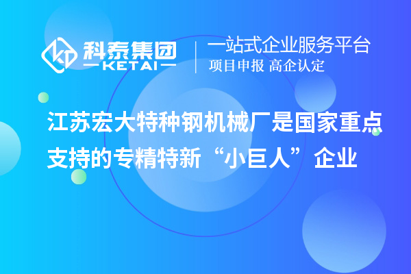 江蘇宏大特種鋼機(jī)械廠是國(guó)家重點(diǎn)支持的專精特新“小巨人”企業(yè)