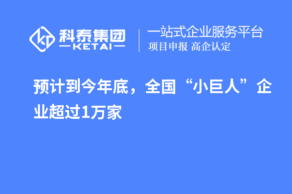 預(yù)計到今年底，全國“小巨人”企業(yè)超過1萬家