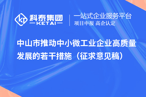 中山市推動中小微工業(yè)企業(yè)高質量發(fā)展的若干措施（征求意見稿）