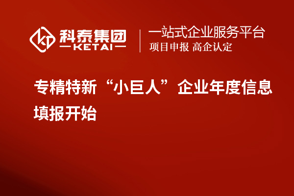 專精特新“小巨人”企業(yè)年度信息填報(bào)開始