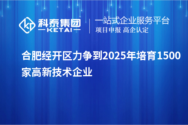 合肥經(jīng)開區(qū)力爭到2025年培育1500家高新技術(shù)企業(yè)