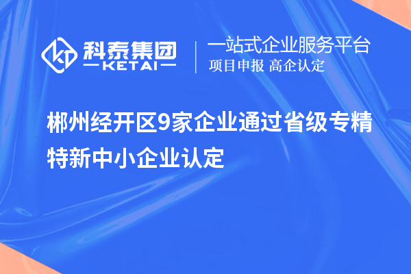 郴州經(jīng)開區(qū)9家企業(yè)通過省級專精特新中小企業(yè)認定