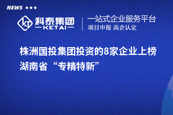 株洲國投集團投資的8家企業(yè)上榜湖南省“專精特新”