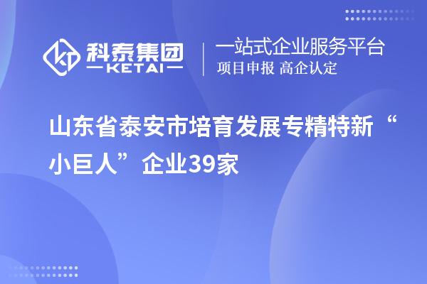 山東省泰安市培育發(fā)展專精特新“小巨人”企業(yè)39家