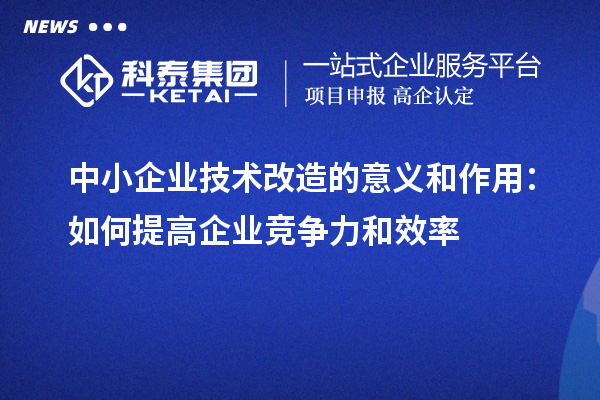 中小企業(yè)技術(shù)改造的意義和作用：如何提高企業(yè)競爭力和效率