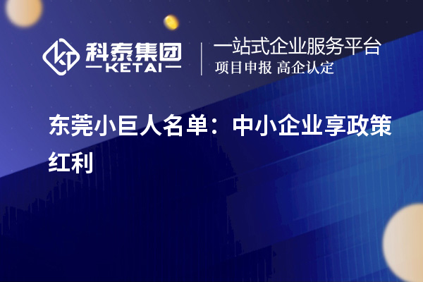 東莞小巨人名單：中小企業(yè)享政策紅利