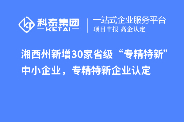 湘西州新增30家省級(jí) “專精特新”中小企業(yè)，專精特新企業(yè)認(rèn)定