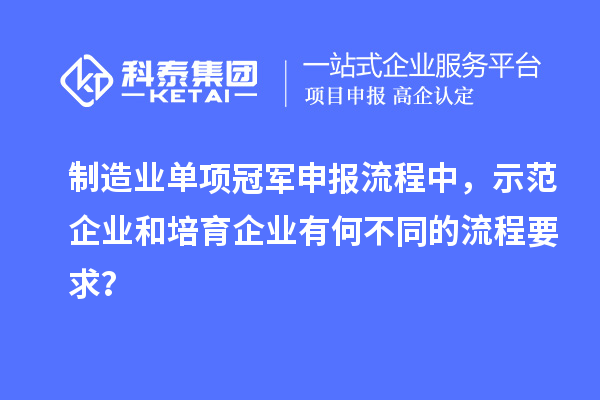 制造業(yè)單項冠軍申報流程中，示范企業(yè)和培育企業(yè)有何不同的流程要求？