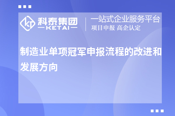 制造業(yè)單項冠軍申報流程的改進和發(fā)展方向