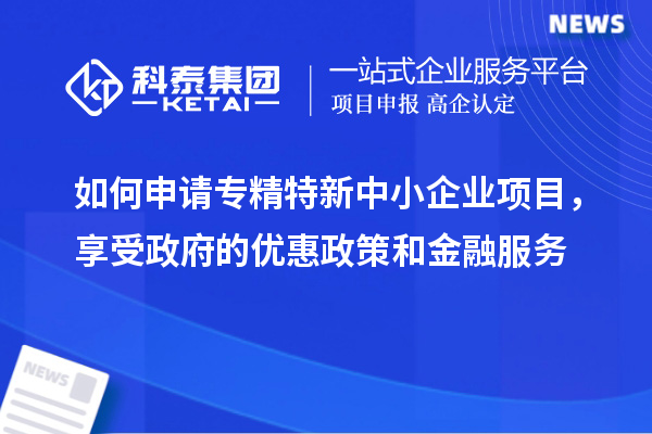 如何申請專精特新中小企業(yè)項目，享受政府的優(yōu)惠政策和金融服務(wù)