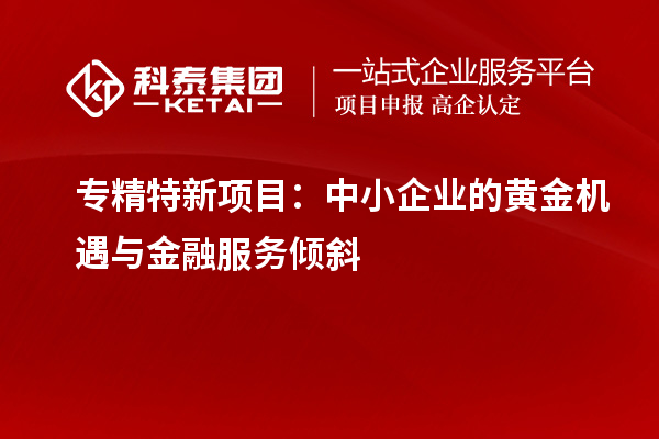 專精特新項目：中小企業(yè)的黃金機遇與金融服務(wù)傾斜