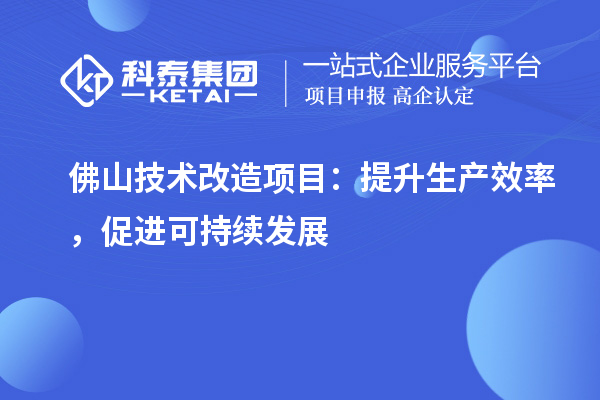  佛山技術(shù)改造項(xiàng)目：提升生產(chǎn)效率，促進(jìn)可持續(xù)發(fā)展